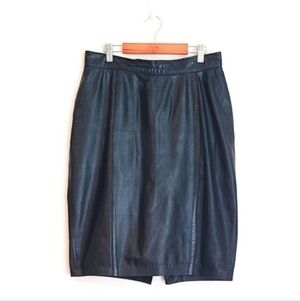 Vintage Black Leather Pencil Skirt